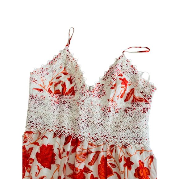 NWT Antonio Melani Maxi Dress Size 8 .Red & White Floral Lace Maxi - Picture 4 of 16
